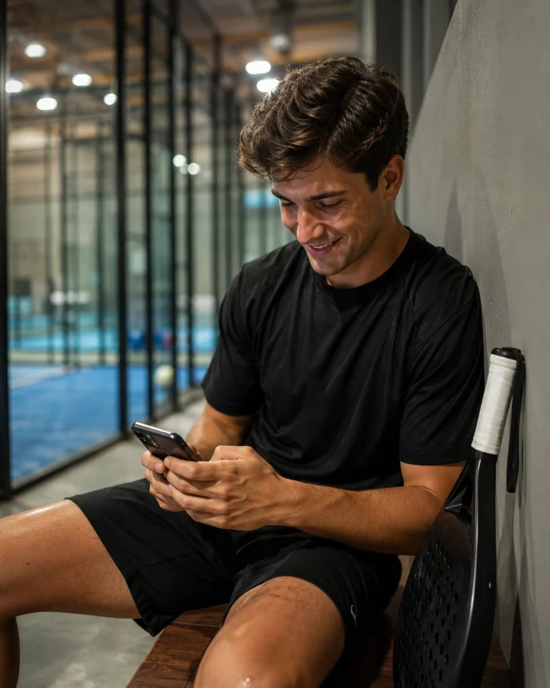 Player checking stats on the PR&S app after a match